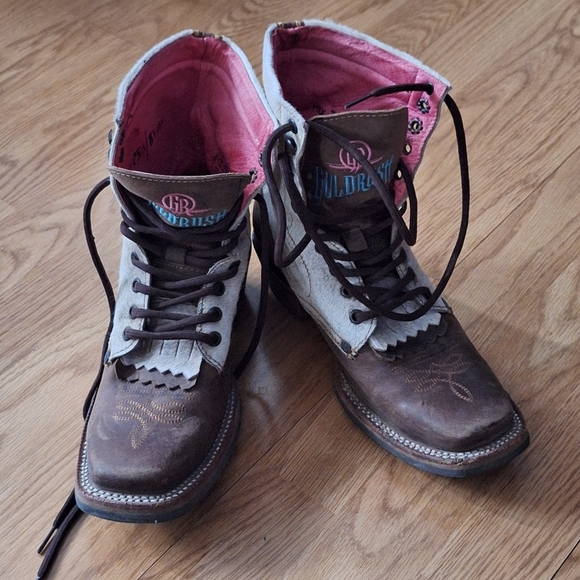 Gold Rush Western Pony Hair Boots 8.5 - Picture 2 of 13